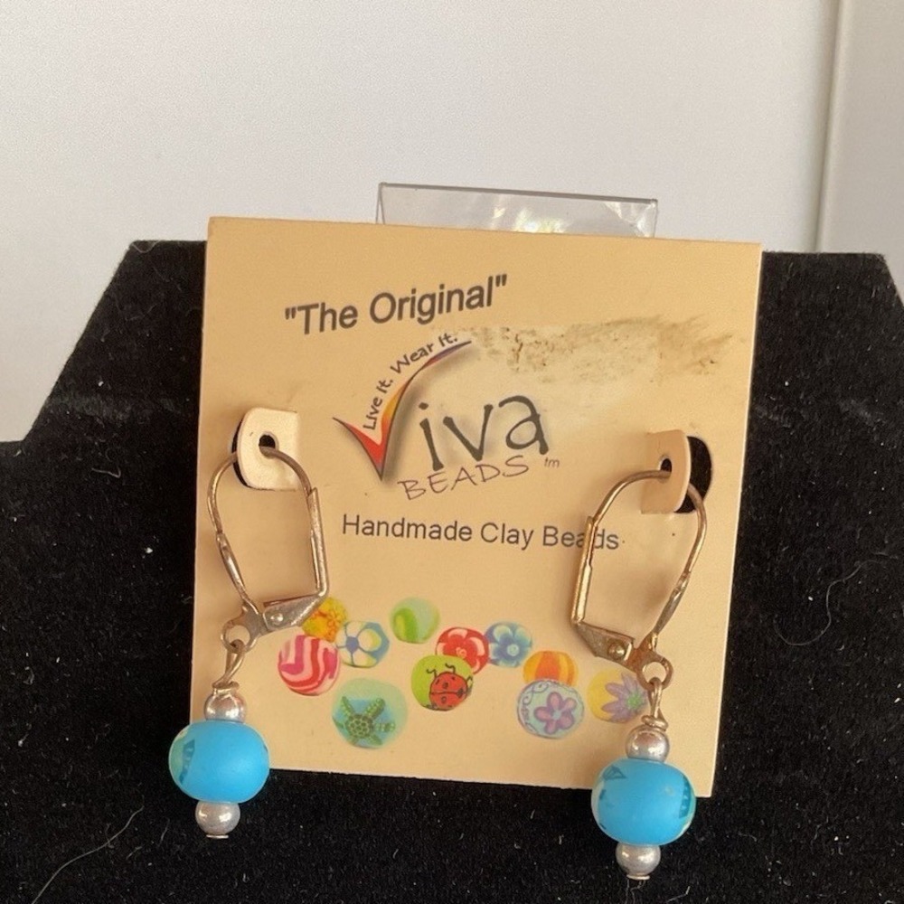 Vintage Viva Beads Brand Handmaid Clay Beads Earrings New Old Stock